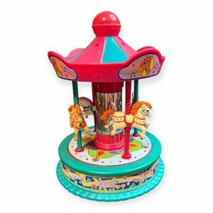 VINTAGE REDBOX Children’s Pink Teal Carousel Musical Toy